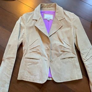 Wilsons Leather Tan Suede Jacket with Purple Liner